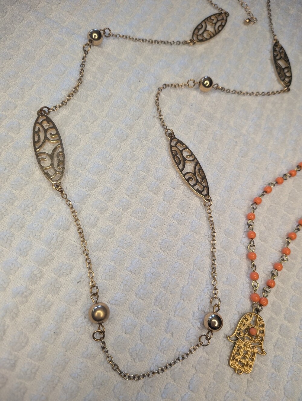 Gold Tone Beaded Necklace Duo - Picture 4 of 9
